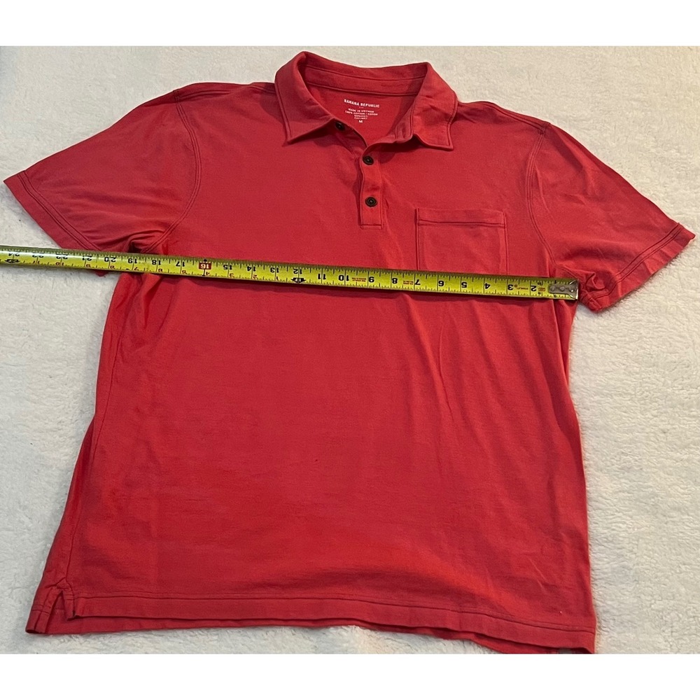 Banana Republic Mens Red Short Sleeve Cotton Pocket Polo Shirt Size M - Picture 2 of 5